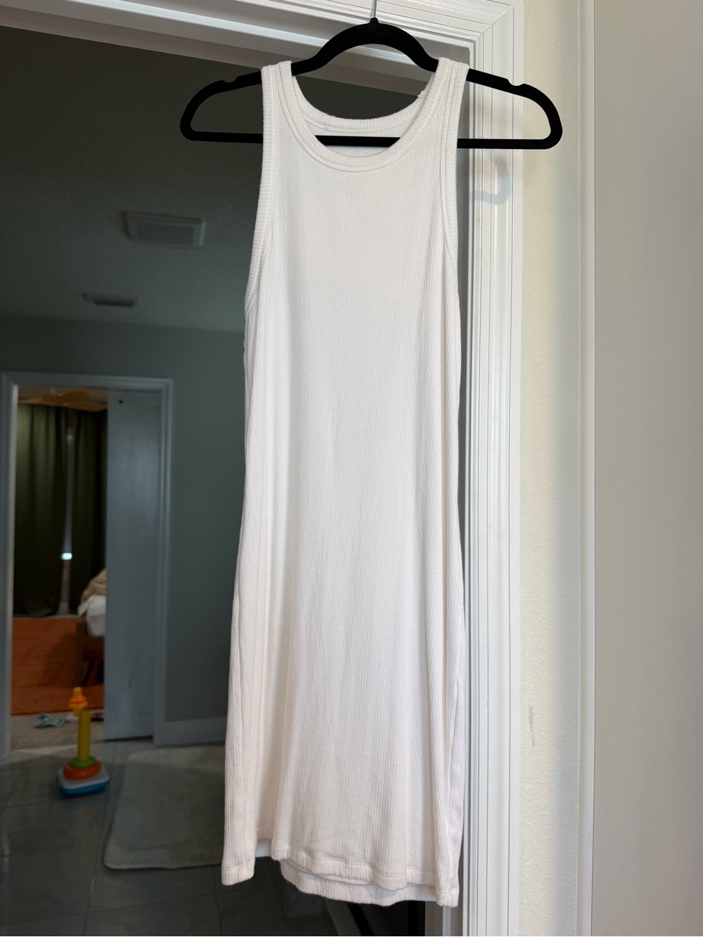 Skatie White Ribbed Tank Dress